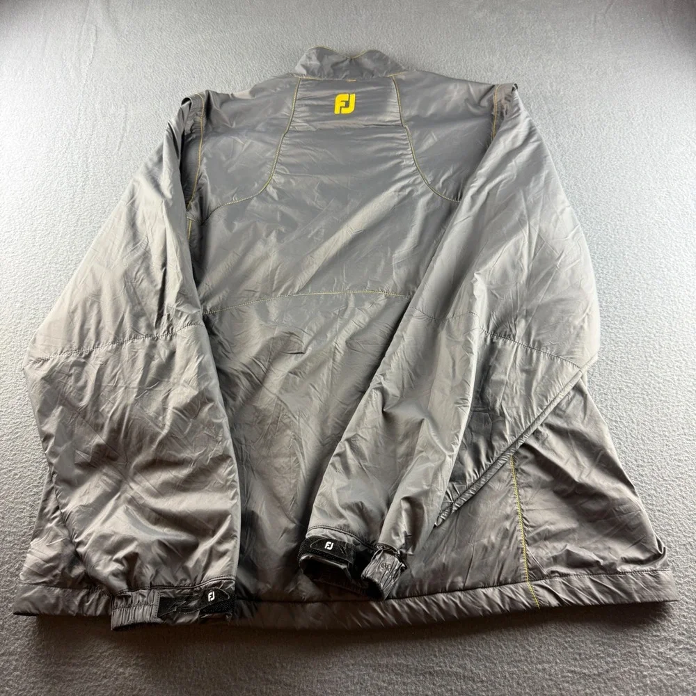 FootJoy Jacket Men's XL Gray Yellow Full Zip Golf Windbreaker Lightweight Coat